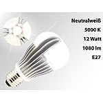 Luminea Dimmbare Premium-LED Lampe E27, 12 Watt, 1.080 lm, weiß, 5000 K Luminea LED-Tropfen E27 (neutralweiß)