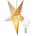 Lunartec 3D-Weihnachtsstern-Leuchte aus Papier, 60 cm, LED-Kerzenlampe, weiß Lunartec Weihnachtsstern-Lampen