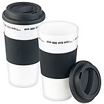 PEARL 2er-Set Coffee-to-go-Becher mit Deckel, 475 ml, doppelwandig, BPA-frei PEARL Doppelwandige Coffee-to-go-Becher