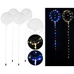 PEARL 4er-Set Luftballons mit Lichterkette, 40 weiße & 40 Farb-LEDs, Ø 25 cm PEARL