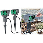 Royal Gardineer 2er-Set 4-fach-Garten-Steckdosen mit Erdspieß, IP44 Royal Gardineer Gartensteckdosen