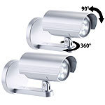 Lunartec 2er-Set 2in1-Dummy-Außen-Kameras & -Leuchten mit Bewegungsmelder, IP44 Lunartec Kamera-Attrappen