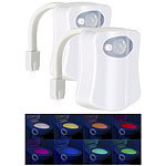 Lunartec 2er-Set LED-Toilettenlicht mit Licht-/Bewegungssensor, 2 Modi,8 Farben Lunartec LED-Toilettenlichter mit Bewegungsmelder