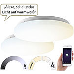 Luminea Home Control 2er-Set WLAN-LED-Deckenleuchten für Amazon Alexa&Google Assistant, 18W Luminea Home Control WLAN-LED-Deckenleuchte CCT