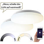Luminea Home Control 2er-Set WLAN-LED-Deckenleuchten für Amazon Alexa&Google Assistant, 24W Luminea Home Control