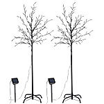 Lunartec 2er-Set Solar-LED-Lichterbäume, je 120 leuchtenden Blüten, Standfuß Lunartec Solar-Lichterbäume