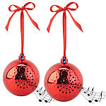 Callstel 2er-Set Christbaumkugel-Lautsprecher mit Bluetooth, rot Callstel Bluetooth Lautsprecher Weihnachtskugeln mit Freisprecher