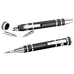 PEARL 2er Pack 8in1-Schraubendreher im Kugelschreiber-Design, PEARL 8in1-Schraubendreher-Stifte