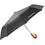 PEARL Automatik-Regenschirm mit Naturholz-Griff, schwarz PEARL Automatik-Regenschirme mit Naturholz-Griffen