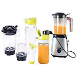 Rosenstein & Söhne 2in1-Vakuum-Mixer mit 3 Stufen, Mahlbecher und 2 Trinkflaschen Rosenstein & Söhne Vakuum-Mixer & Smoothie-Maker
