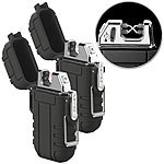 PEARL 2er-Set Elektronisches Feuerzeug, doppelter Lichtbogen, IP56, schwarz PEARL