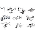 Playtastic 10er-Set 3D-Bausätze aus Metall, 9 verschiedene Modelle und Werkzeug Playtastic 3D-Metallbausätze