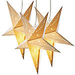 Lunartec 3er-Set 3D-Weihnachtsstern-Lampe, Stern aus Papier, 60 cm, weiß Lunartec Weihnachtsstern-Lampen