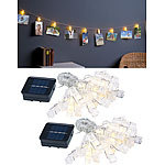 Lunartec 2er-Set LED-Foto-Clips-Lichterkette, 40 Klammern, solarbetrieben, 10 m Lunartec LED-Foto-Clips-Lichterketten mit Solar-Betrieb