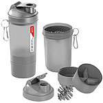 PEARL sports 3er-Set Fitness-Drink-Shaker mit 2 Pulverkammern & Mischball, je 500ml PEARL sports Fitness-Drink-Shaker