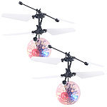 Simulus 2er-Set selbstfliegende Hubschrauber-Bälle, bunte LEDs, transparent Simulus Selbstfliegende Hubschrauber-Bälle
