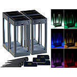Lunartec 4er-Set Outdoor-Solar-Laterne, RGB+W-LEDs, Fernbedienung, 80 lm, 1 W Lunartec RGB-Solar-Laterne