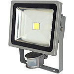Luminea COB-LED-Fluter mit Metallgehäuse, 30 W, IP44, PIR, 4200 K Luminea LED-Außenstrahler mit PIR-Sensoren (neutralweiß)