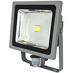 Luminea COB-LED-Fluter im Metallgehäuse, 50 W, IP44, PIR, 6500 K Luminea LED-Fluter mit Bewegungsmelder (tageslichtweiß)