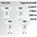 Luminea LED-Spotlight m. Glasgehäuse, GU10, 3 W, 230V, 240 lm, 6500 K, 4er-Set Luminea LED-Spots GU10 (tageslichtweiß)