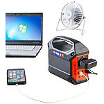 revolt Solar-Konverter & Powerbank, 42 Ah, 1x 230 V, je 3x 12 V & USB, 180 W revolt 2in1-Hochleistungsakkus & Solar-Generatoren