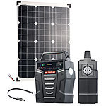 revolt Solar-Generator & Powerbank mit 50-W-Solarzelle & Anschlusskabel, 75Ah revolt 2in1-Solar-Generatoren & Powerbanks, mit externer Solarzelle