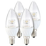 Luminea Klare LED-Kerze, E14, 4 W, 300 lm, tageslichtweiß, 160°, 4er-Set Luminea LED-Kerzen E14 (tageslichtweiß)