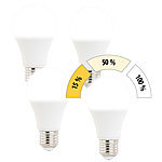 Luminea 4er-Set LED-Lampen mit 3 Helligkeitsstufen, 14 W, 1400 lm, E27, 6500 K Luminea LED-Lampen E27 mit 3 Helligkeitsstufen tageslichtweiß