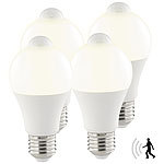 Luminea 4er-Set LED-Lampen, PIR-Sensor, 10 W, E27, warmweiß, 3000 K, 1.055 lm Luminea 