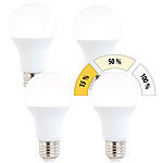 Luminea 4er-Set LED-Lampen, 3 Helligkeitsstufen, 14 W, 1400 lm, E27, warmweiß Luminea LED-Lampen E27 mit 3 Helligkeitsstufen warmweiß