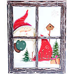 PEARL Holz-Weihnachtsmann-Bilderrahmen mit Glasscheibe PEARL Weihnachts-Wandbilder