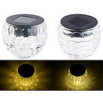 Lunartec 2er-Set Solar-LED-Windlichter, tolle Lichtmuster, Glas, IP44, Ø 8 cm Lunartec Solar-Windlichter