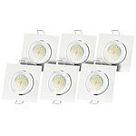Luminea 6er-Set Einbaurahmen MR16, weiß, inkl. LED-Spotlights, 3W, 6500 K Luminea Lampen-Einbaufassungen