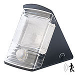 Luminea LED Solar-Wandleuchte, 2x LED, IP44, PIR-Sensor, schwarz Luminea LED-Solar-Außenlampen mit PIR-Sensoren (tageslichtweiß)