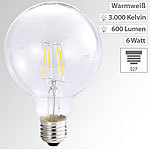 Luminea LED-Filament-Globelampe, G95, A++, E27, 6 Watt, 600 lm, 360°, 3000 K Luminea LED-Filament-Globen E27 (warmweiß)