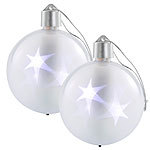 Lunartec 2er-Set LED-Weihnachtskugeln mit 3D-Effekt, weiß Lunartec 3D LED-Weihnachtskugeln