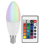 Luminea COB-LED-Kerze mit RGB-Farben und Fernbedienung, 3 Watt Luminea LED-Kerzen E14 mit Farbwechsel (RGBW)
