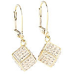 St. Leonhard Ohrhänger, Würfel mit Kristall-Verzierung, vergoldet St. Leonhard Ohrhänger Kristall-Würfel