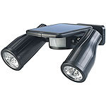 Lunartec Solar-Strahler mit 2 LED-Lampen und PIR-Sensor, IP44 Lunartec Solar-Wandstrahler mit PIR-Sensoren für außen