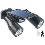 Lunartec Solar-Strahler mit 2 LED-Lampen und PIR-Sensor, IP44 Lunartec Solar-Wandstrahler mit PIR-Sensoren für außen