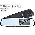 NavGear HD-Rückspiegel-Dashcam mit G-Sensor (Versandrückläufer) NavGear HD-Rückspiegel-Dashcams mit G-Sensoren