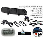 NavGear Full-HD-Rückspiegel-Dashcam mit Rückfahr-Kamera (Versandrückläufer) NavGear Rückspiegel-Dashcams mit Rückfahrkamera