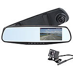 NavGear HD-Rückspiegel-Dashcam mit G-Sensor, 10,9-cm-Display & Rückfahr-Kamera NavGear HD-Rückspiegel-Dashcams mit Rückfahr-Kamera