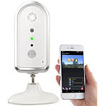 VisorTech WLAN-HD-IP-Kamera mit Akku, PIR-Bewegungs-Sensor, Nachtsicht-LED, IP44 VisorTech Akku-WiFi-Überwachungskameras mit Bewegungsmeldern