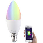 Luminea WLAN-LED-Lampe, kompat. zu Amazon Alexa & Google Assistant, E14, RGB+W Luminea