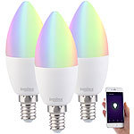 Luminea 3er-Set WLAN-LED-Lampen E14, RGB+W, kompatibel zu Amazon Alexa Luminea WLAN-LED-Lampen E14 RGBW