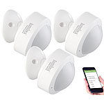 Luminea Home Control 3er-Set WLAN-PIR-Bewegungsmelder mit App, weltweite Benachrichtigung Luminea Home Control WLAN-PIR-Bewegungsmelder mit weltweiter Benachrichtigung per App