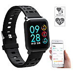 newgen medicals Fitness-Uhr SW-320.hr mit Herzfrequenz-Anzeige, Bluetooth, IP68 newgen medicals Fitness-Armband mit Blutdruck- und Herzfrequenz-Anzeigen, Bluetooth