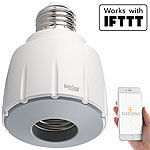 Luminea Home Control Smarte WLAN-E27-Lampenfassung, für Amazon Alexa & Google Assistant Luminea Home Control Lampensockel-Adapter, kompatibel zu Amazon Alexa & Google Assistant