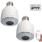 Luminea Home Control 2er-Set WLAN-E27-Lampenfassung, für Amazon Alexa & Google Assistant Luminea Home Control Lampensockel-Adapter, kompatibel zu Amazon Alexa & Google Assistant